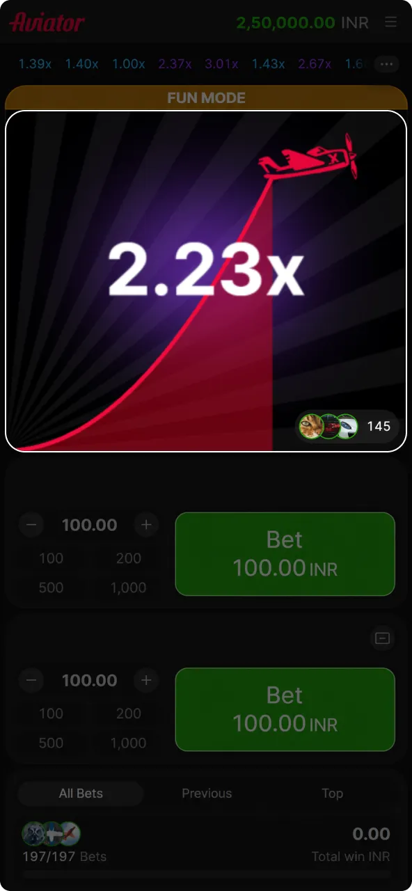 Monitor the plane's flight to see the growing Aviator game multipliers.